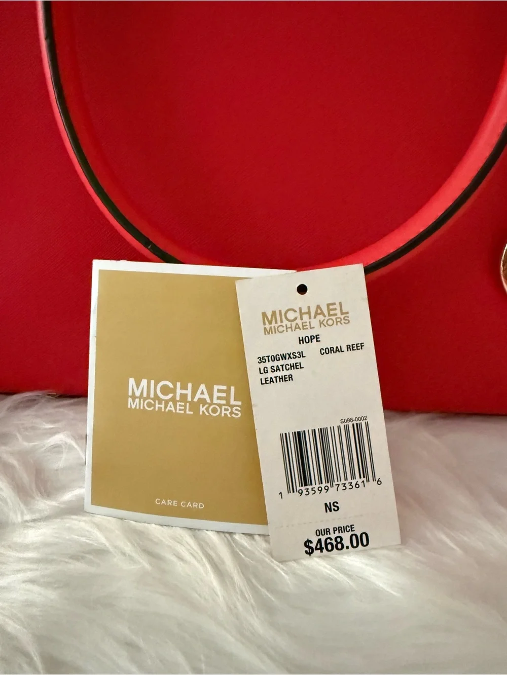 Michael Kors Red Saffiano Leather Satchel with Gold Hardware